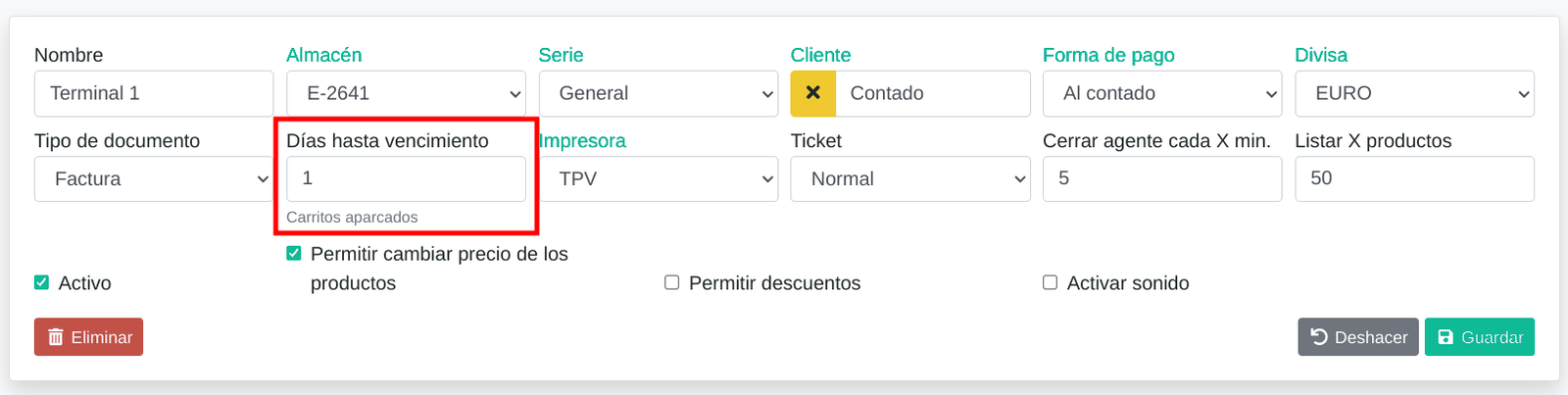 Aparcar i recuperar un tiquet del TPV