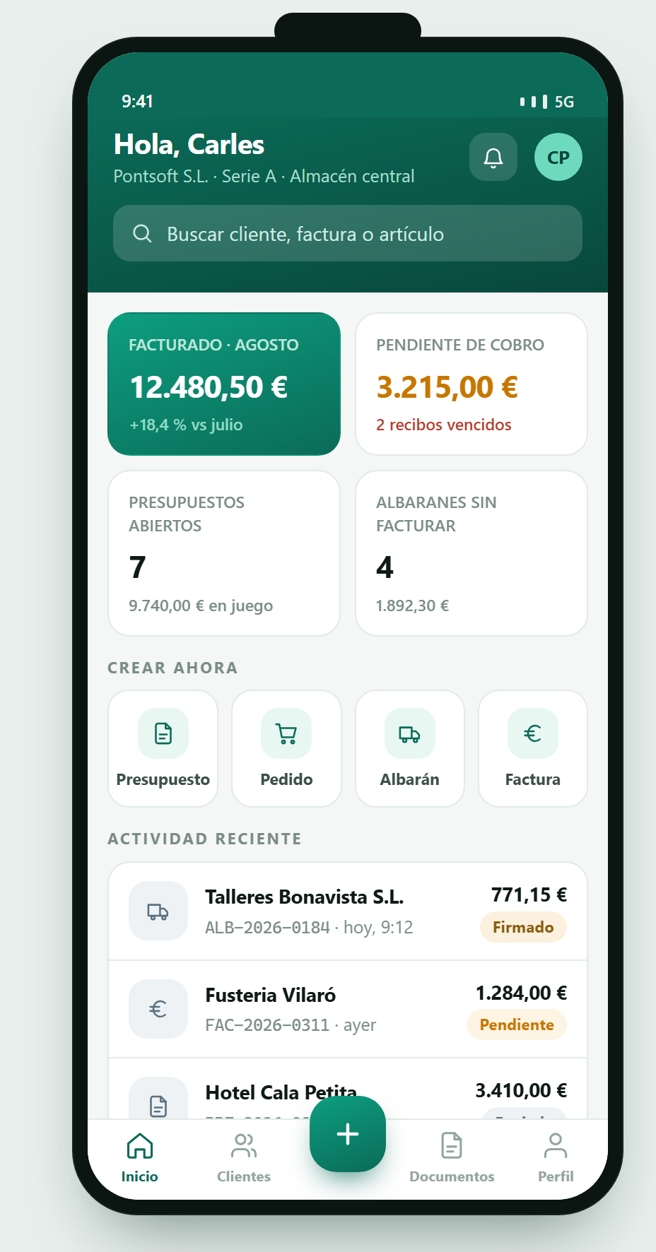 Inici de l'app mòbil