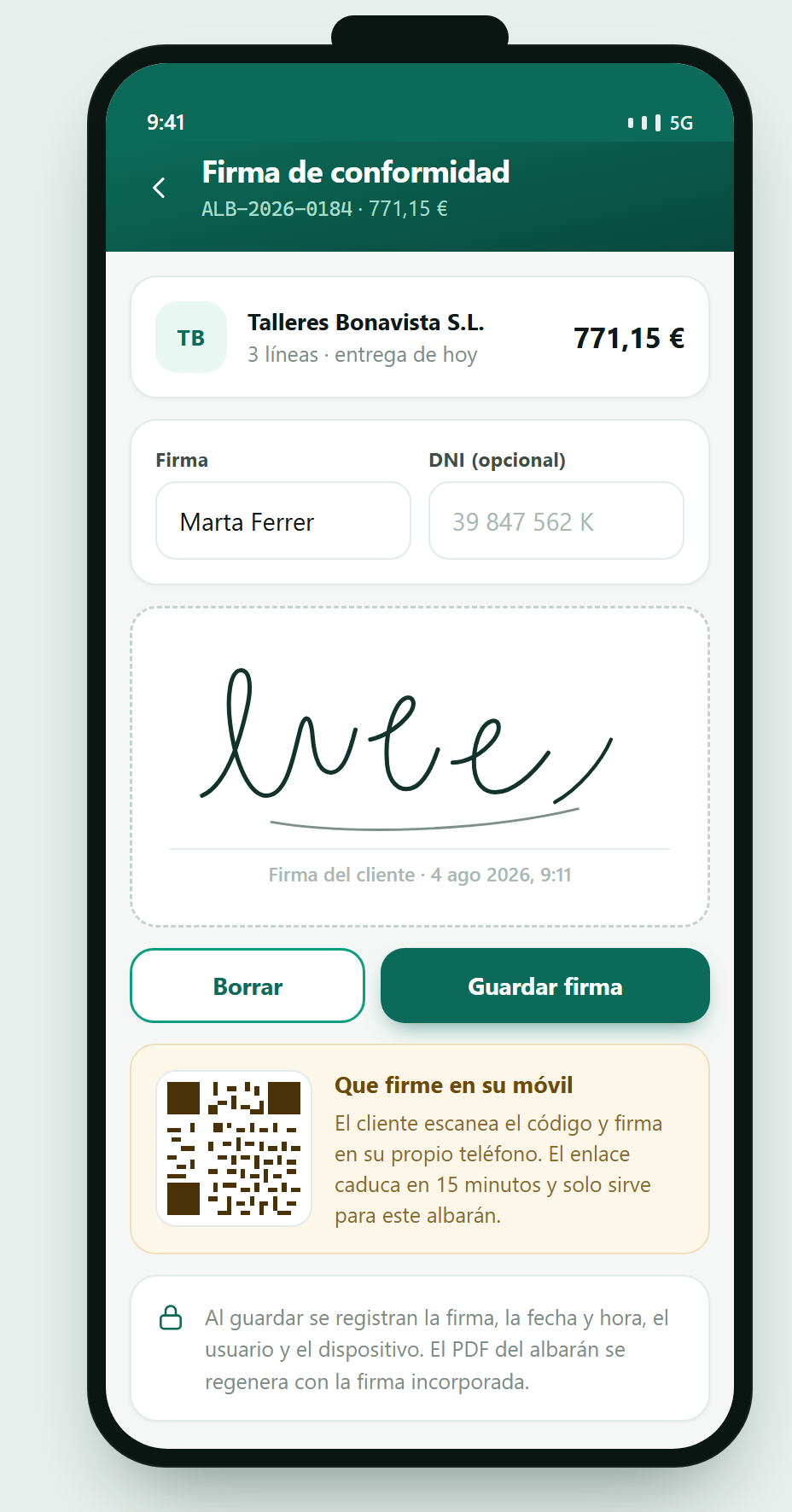 Signatura del client