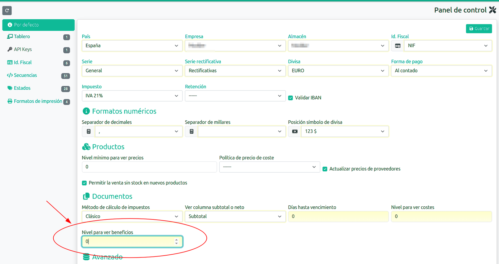 Beneficis per document
