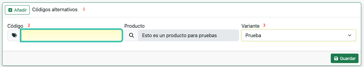 Mantener los códigos alternativos