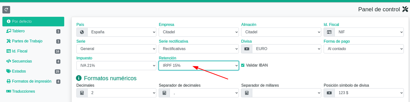 Com configurar les retencions d'IRPF