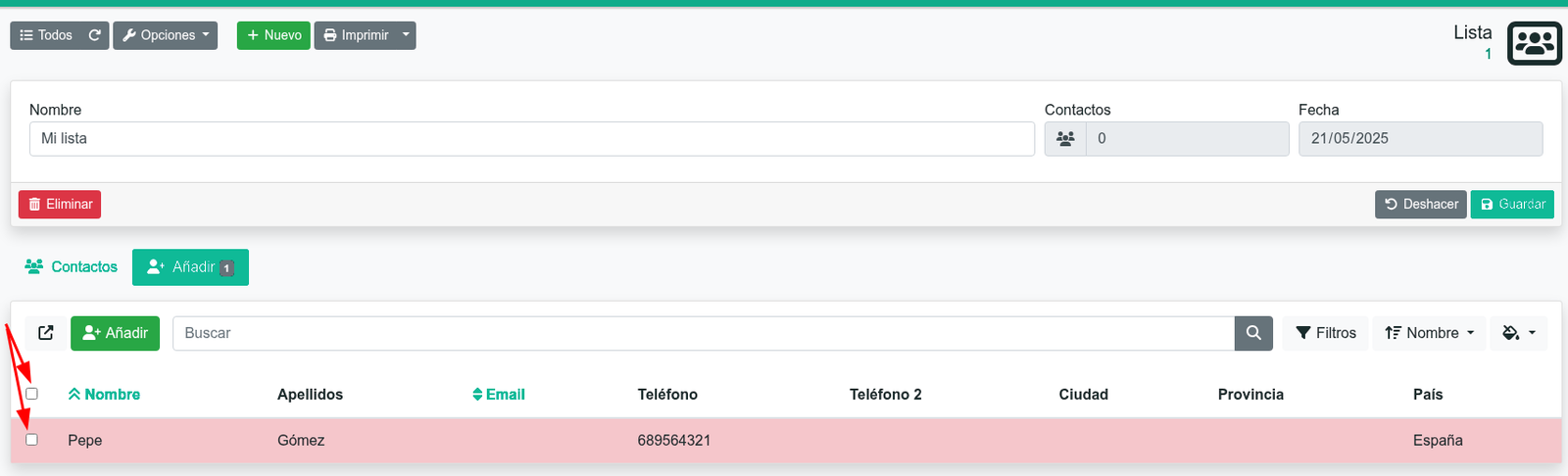 Com crear llistes de contactes