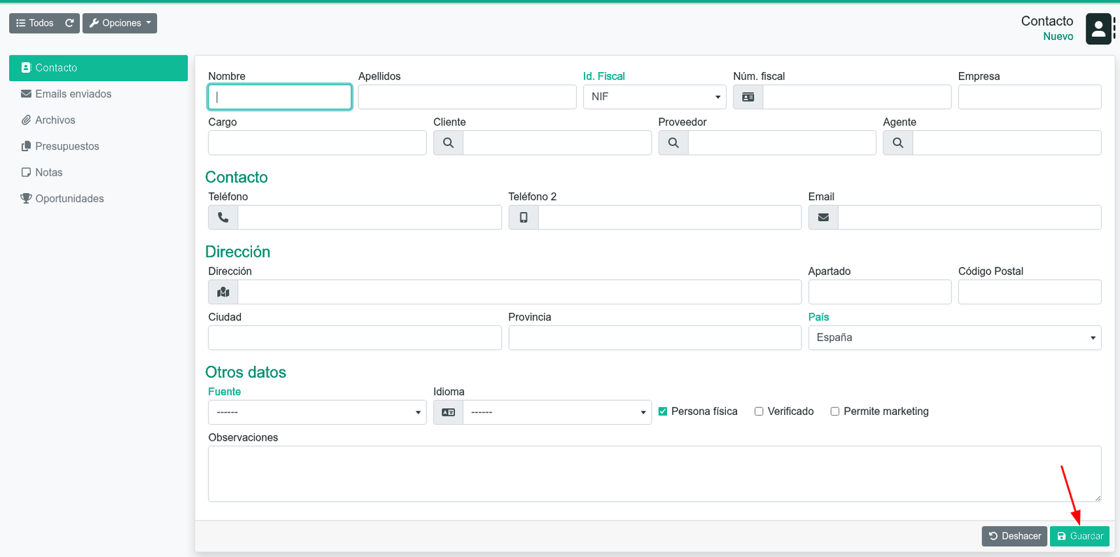 Com crear un contacte al CRM