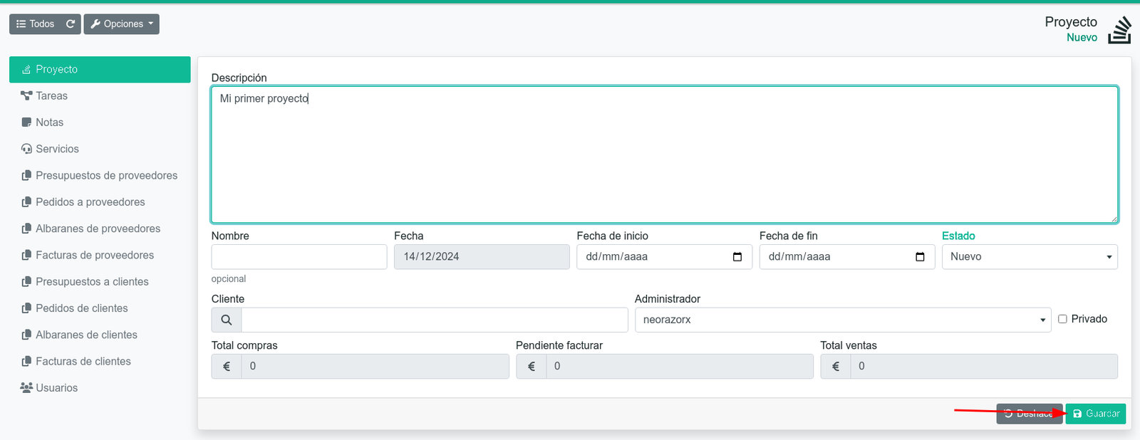 Com crear un projecte