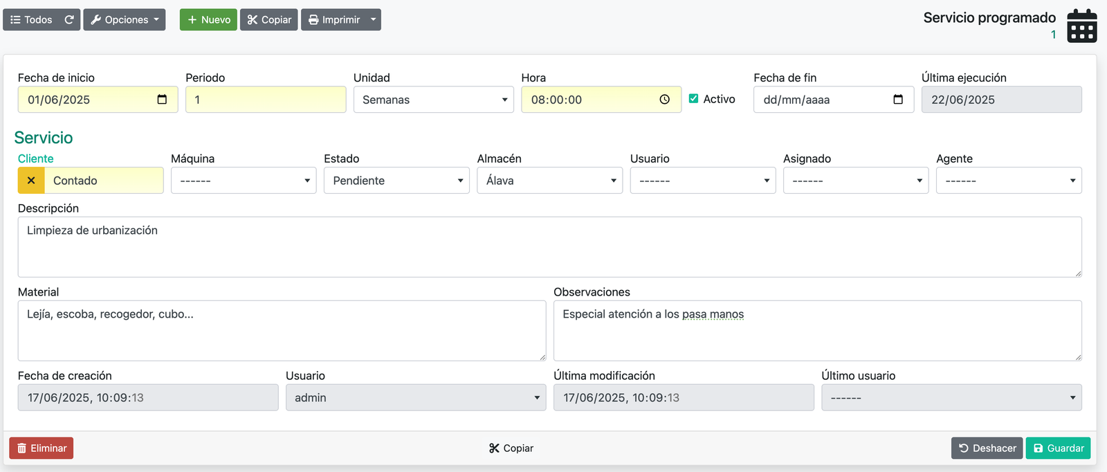Com crear un servei programat