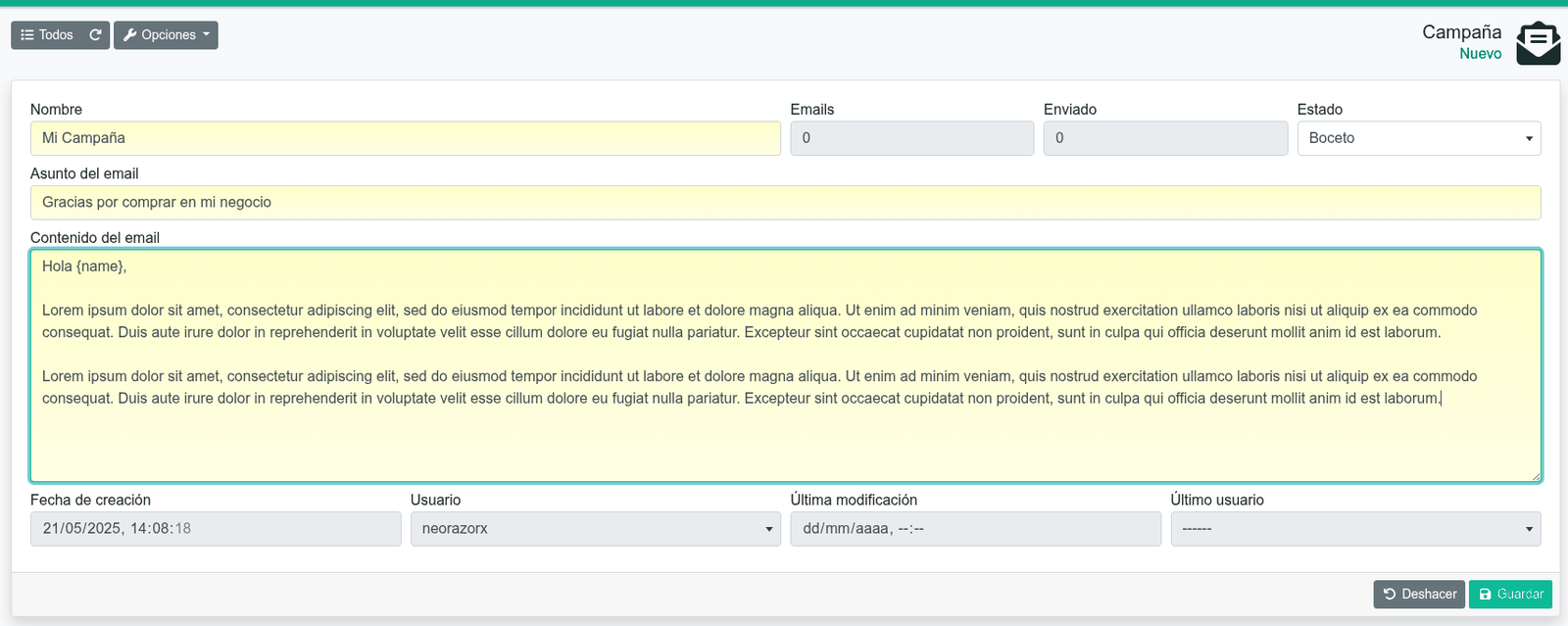 Botó d’email als llistats
