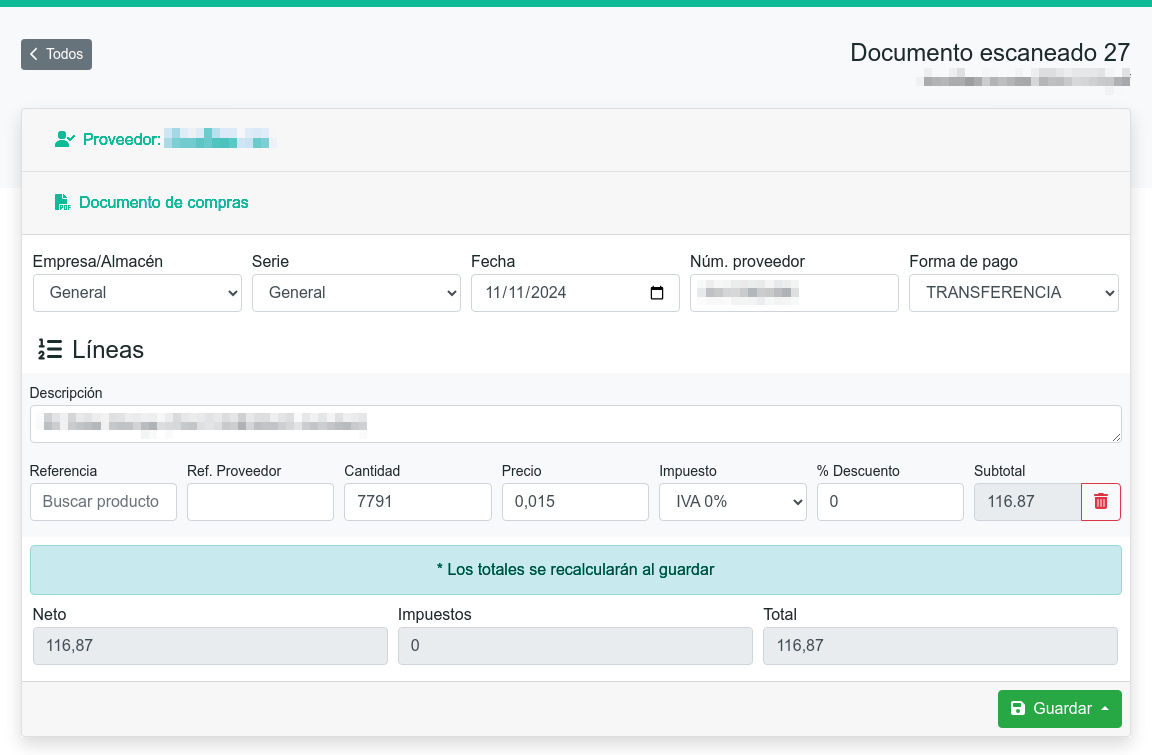 Com escanejar una factura de compra