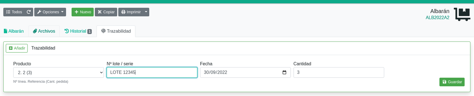 Registrar lots en les compres