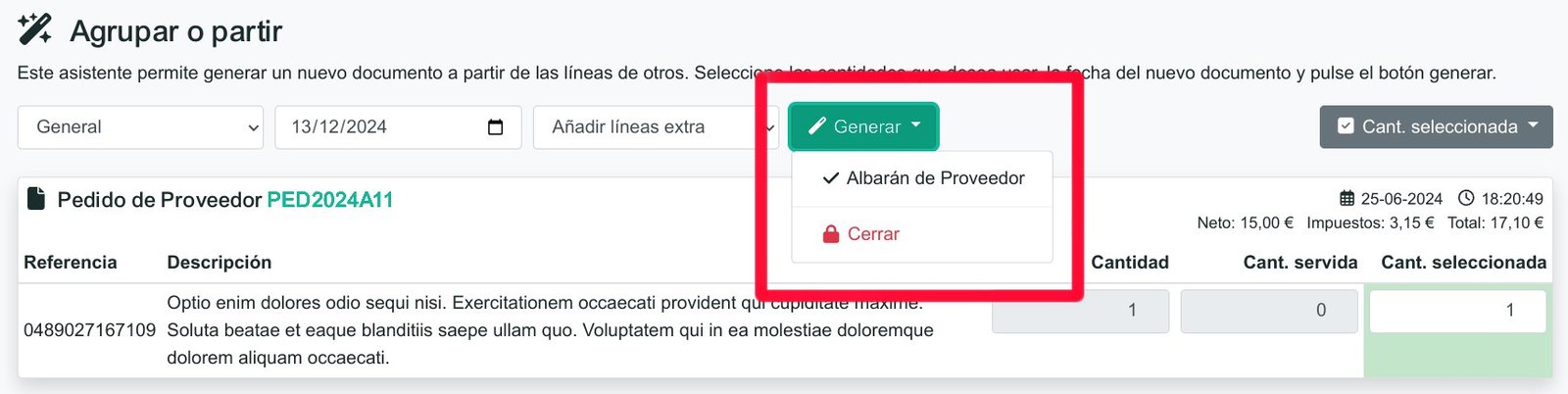 Com registrar una comanda de compra