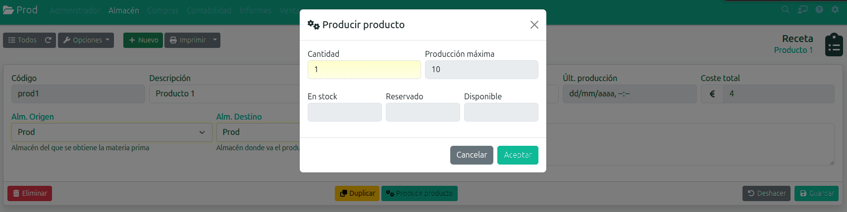 Llançar una ordre de producció