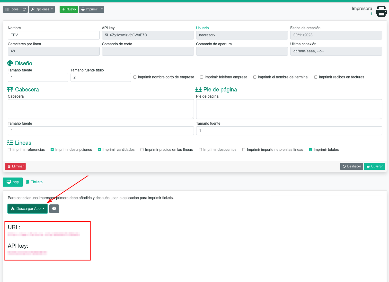 Configurar la impressora de tiquets