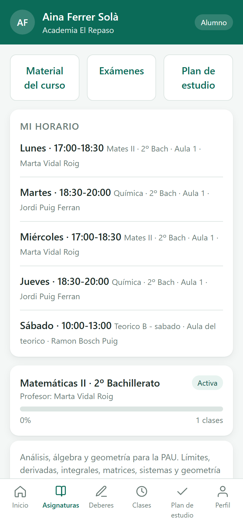 L'app de l'alumne: on sóc i què em toca
