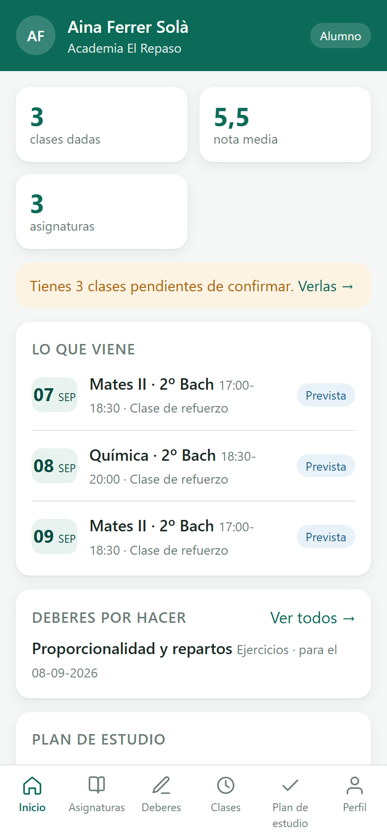 L'app de l'alumne: on sóc i què em toca