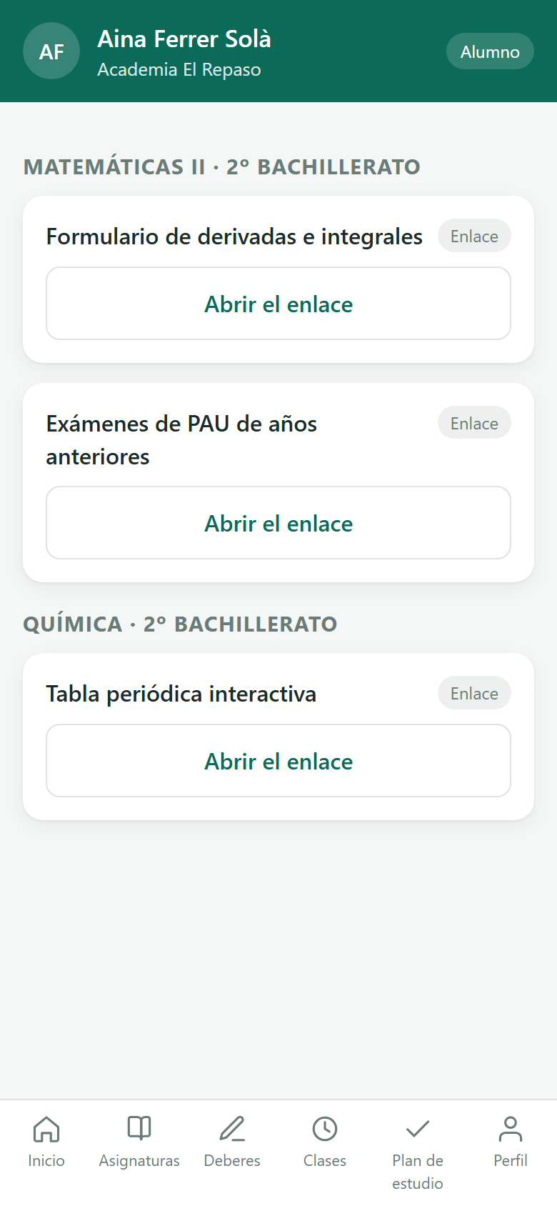 L'app de l'alumne: compte, exàmens i material