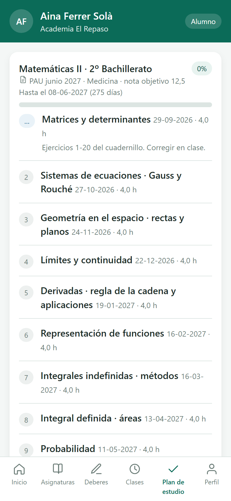 L'app de l'alumne: on sóc i què em toca