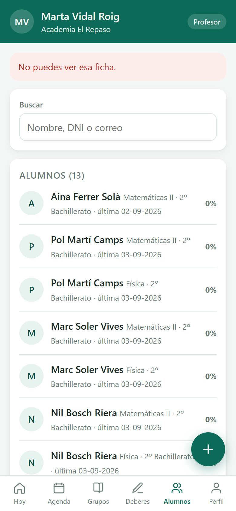 L'app del professor: passar llista des del mòbil