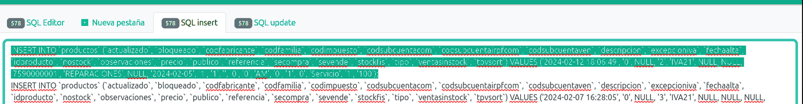 Editor de SQL