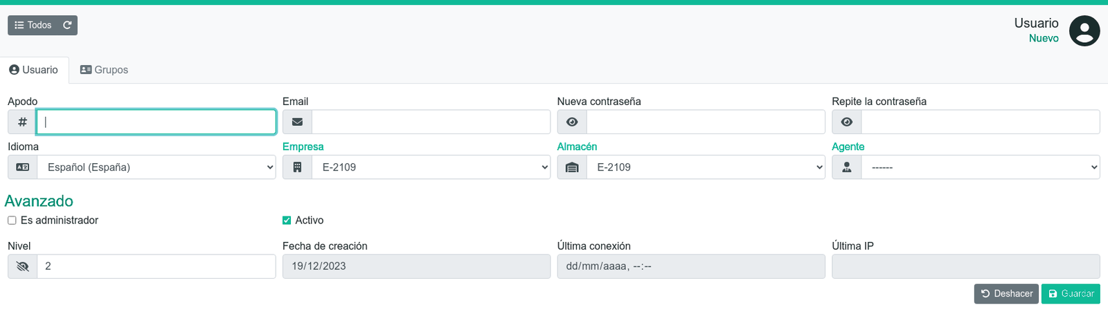 Gestionar usuaris: afegir, treure, desactivar...