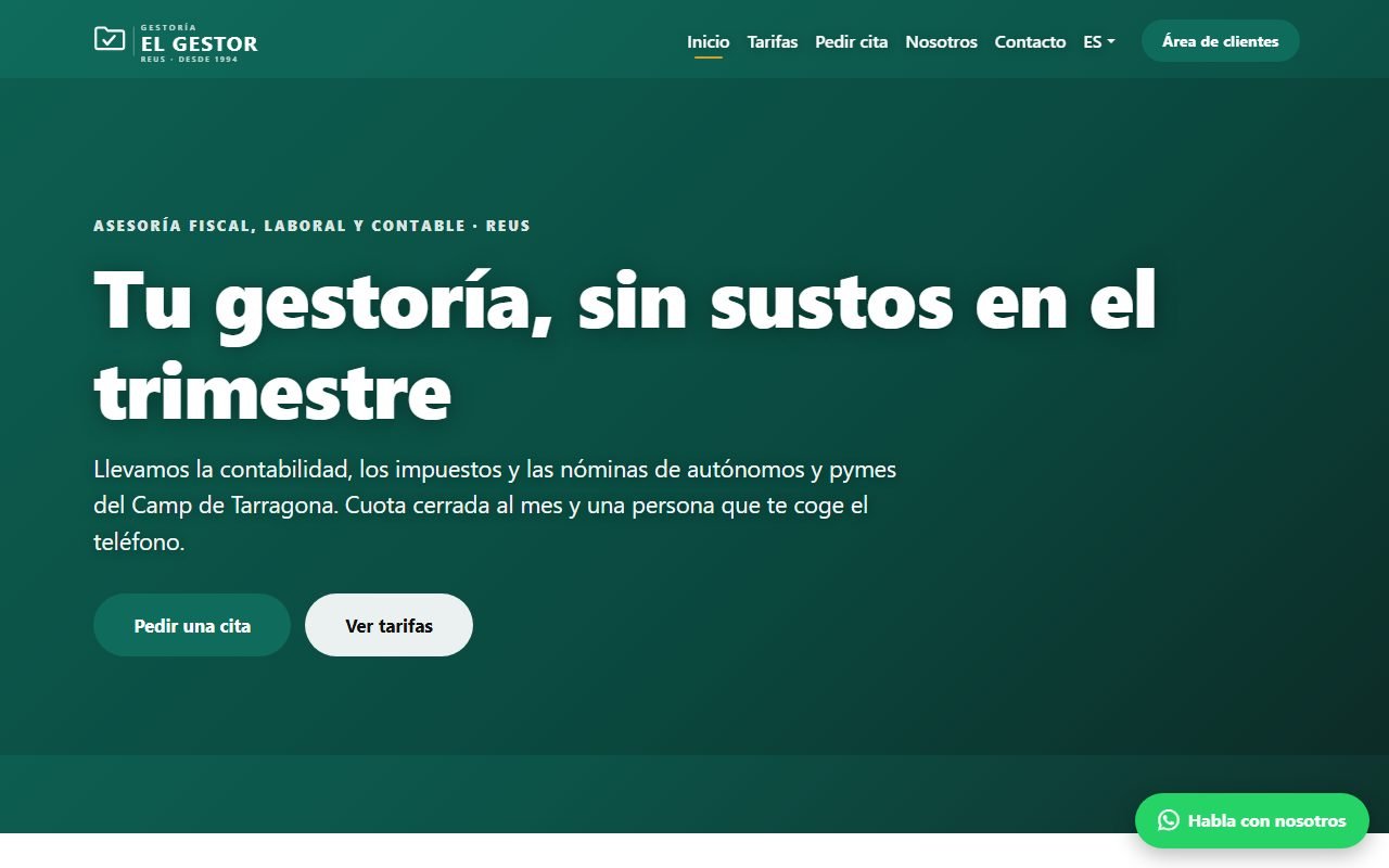 Web de la Gestoria El Gestor