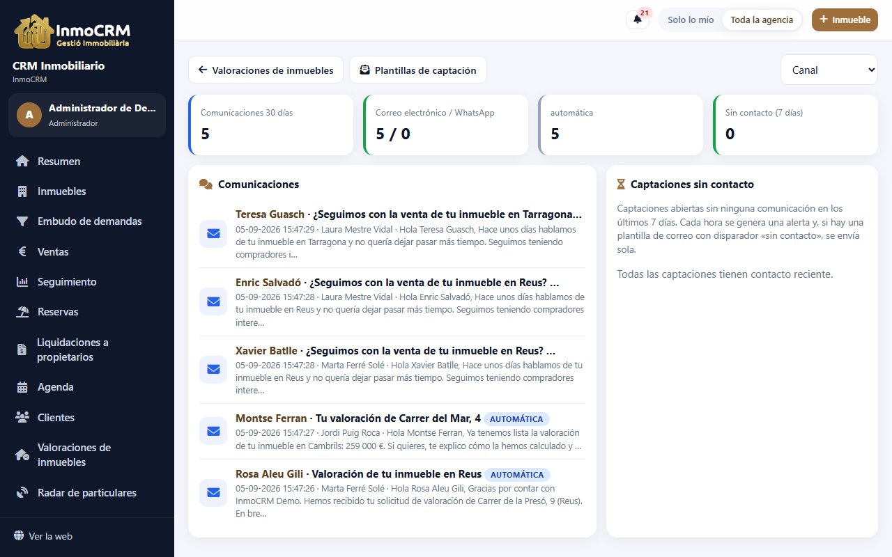 Pantalla de comunicacions