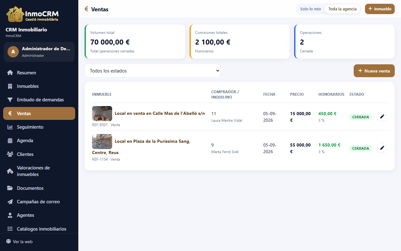 Tancar una venda des de l'app