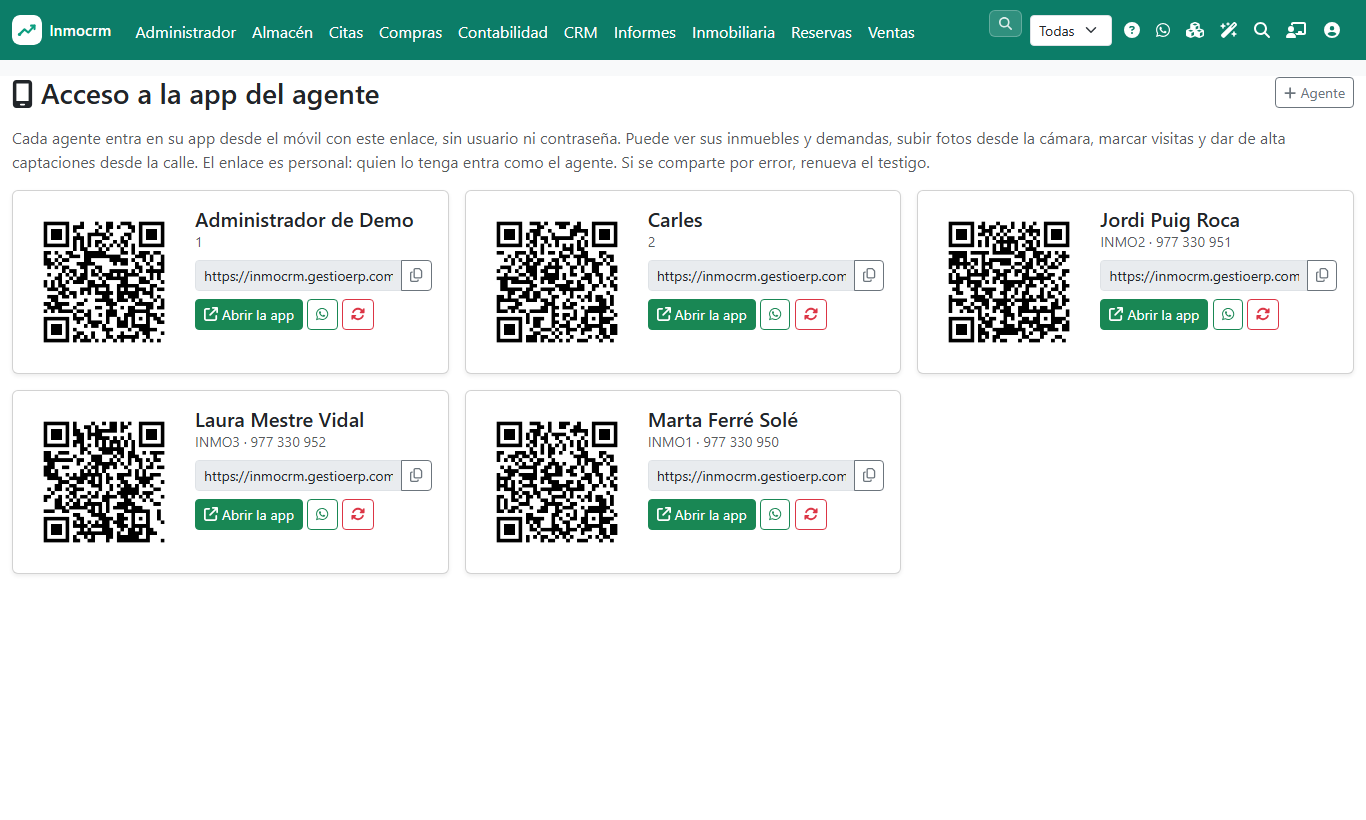 Accés a l'app de l'agent