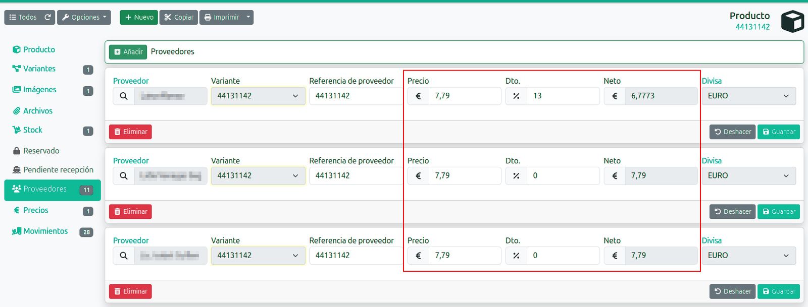 Actualitzar preus en massa