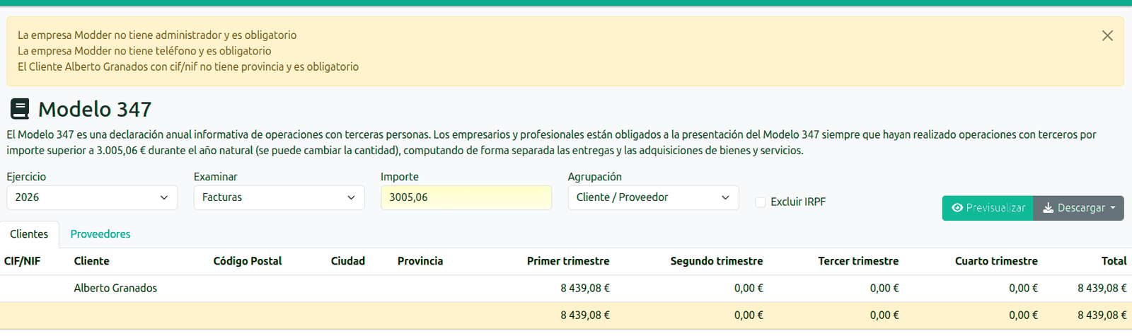 Operacions amb tercers