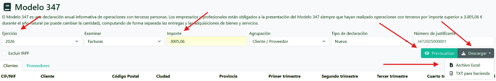 Informe de clientes que han comprado más de X euros