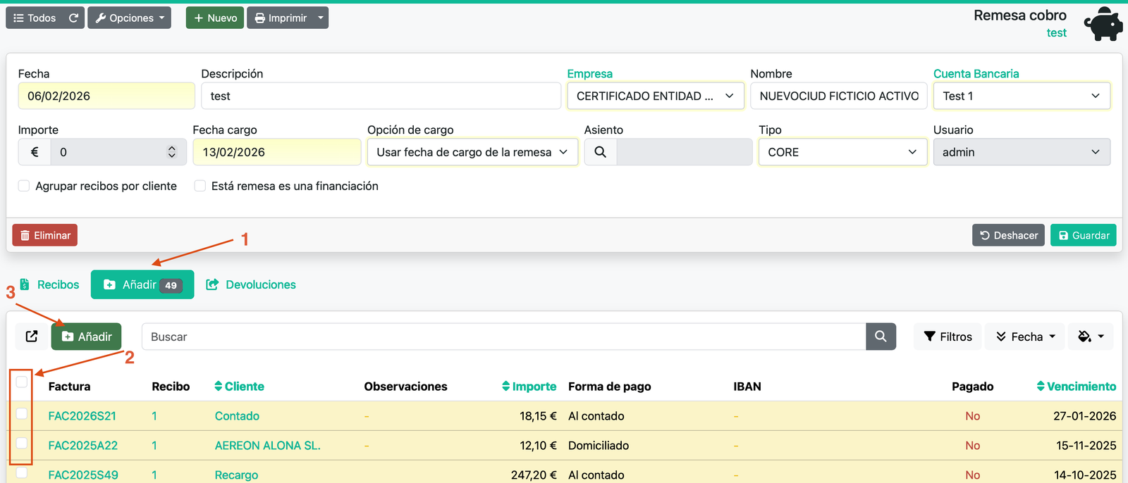 Remesa bancària SEPA (cobraments)