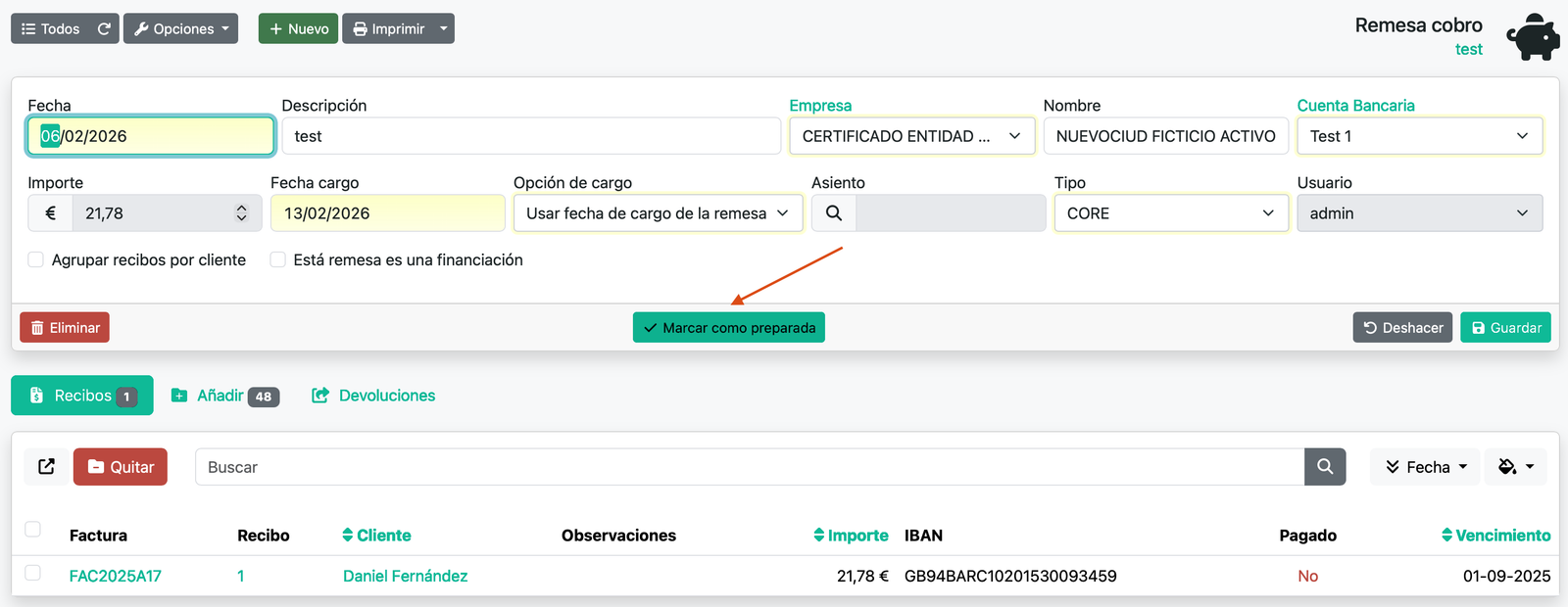 Remesa bancària SEPA (cobraments)